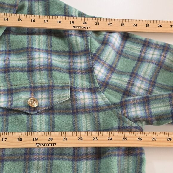 American Eagle Shacket Womens XL Plaid Fleece LS Wool Blend Pockets Buttons Boho - Picture 3 of 16